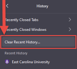 clear recent history