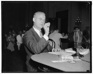 Dr. J.B. Matthews, testifying before the Dies Committee in 1938. Source: Harris & Ewing Collection, Library of Congress Prints and Photographs Division: http://www.loc.gov/pictures/collection/hec/item/hec2009011686/