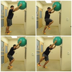 Standing Physioball Hip Flexion and Abduction with Theraband