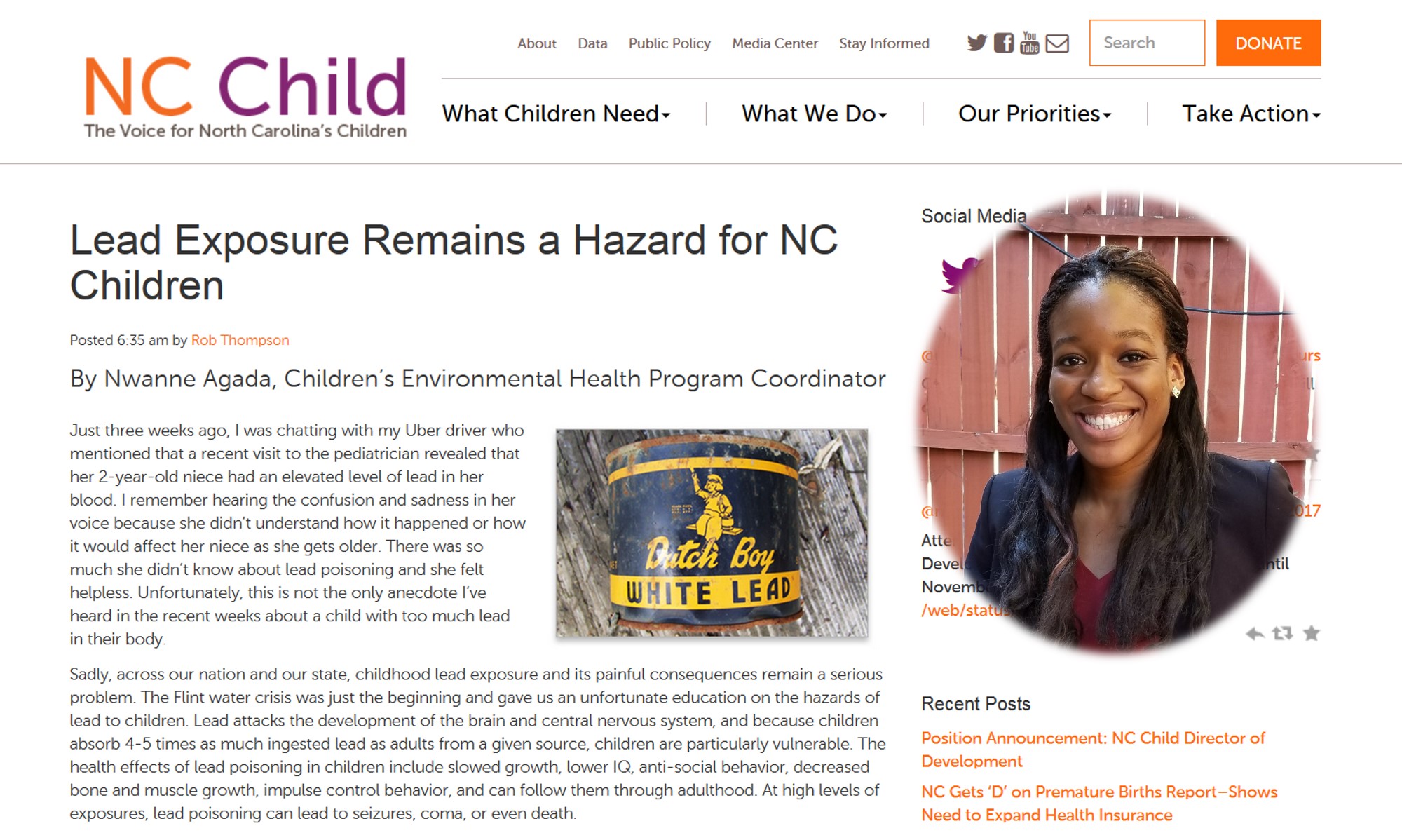 You are currently viewing MS Environmental Health Alumna Writes a Blog on Childhood Lead Poisoning in North Carolina