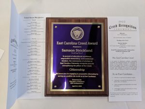 Read more about the article BS Environmental Health Student Receives ECU Creed Award for Citizenship