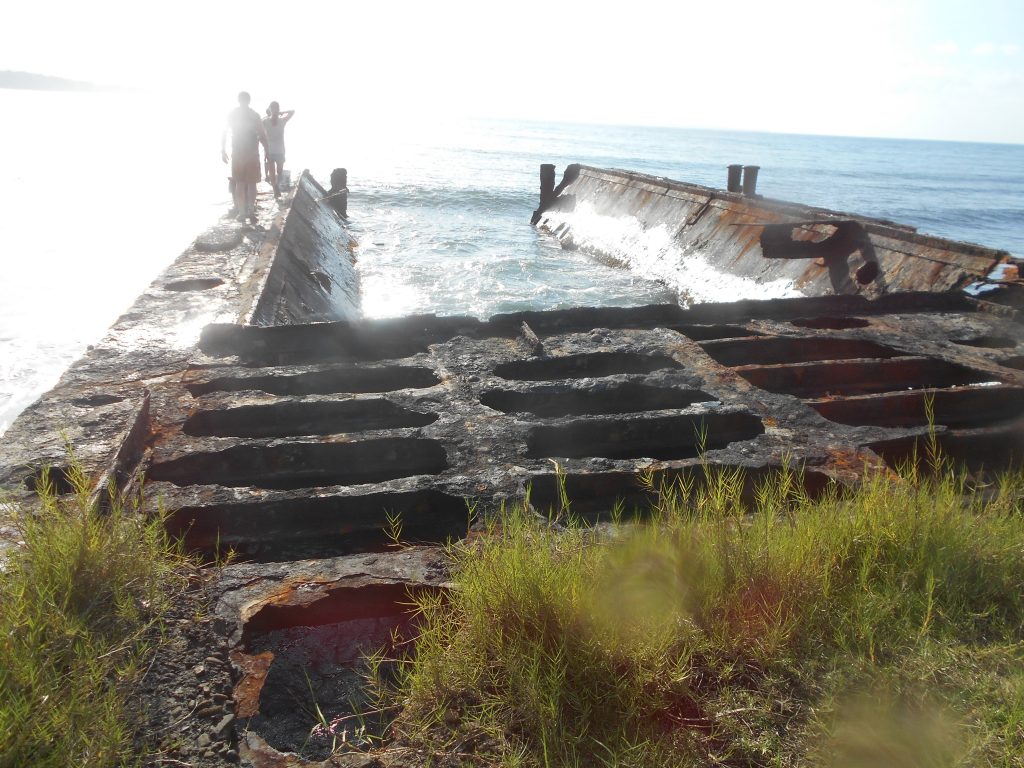 Notice the eroded areas of the barge. 