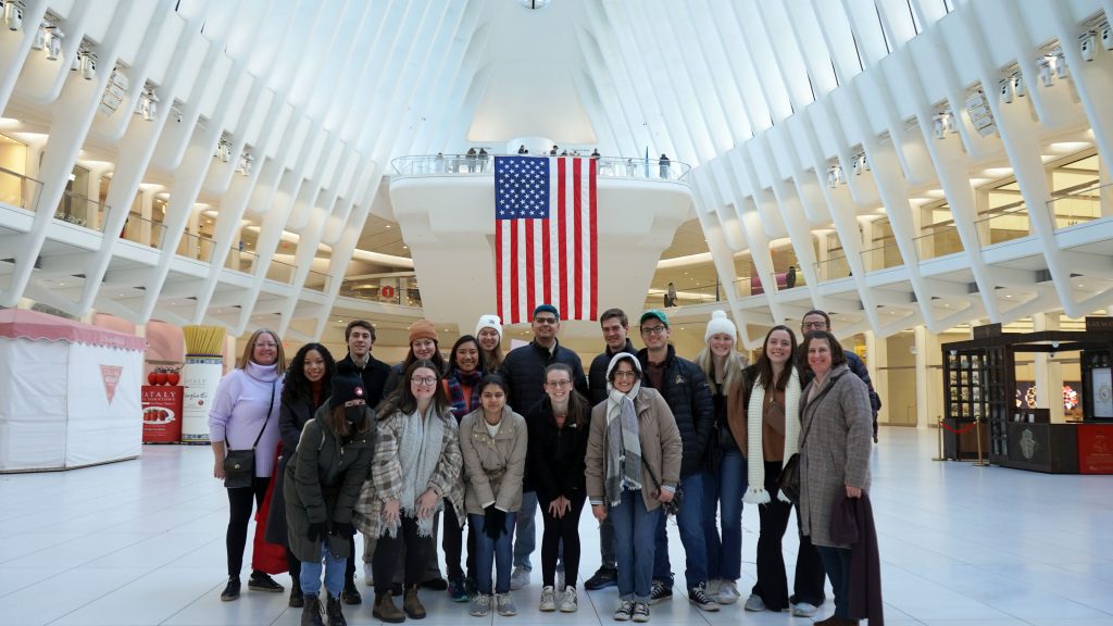 Group photo of senior EC Scholars in the 9/11 Memorial and Museum